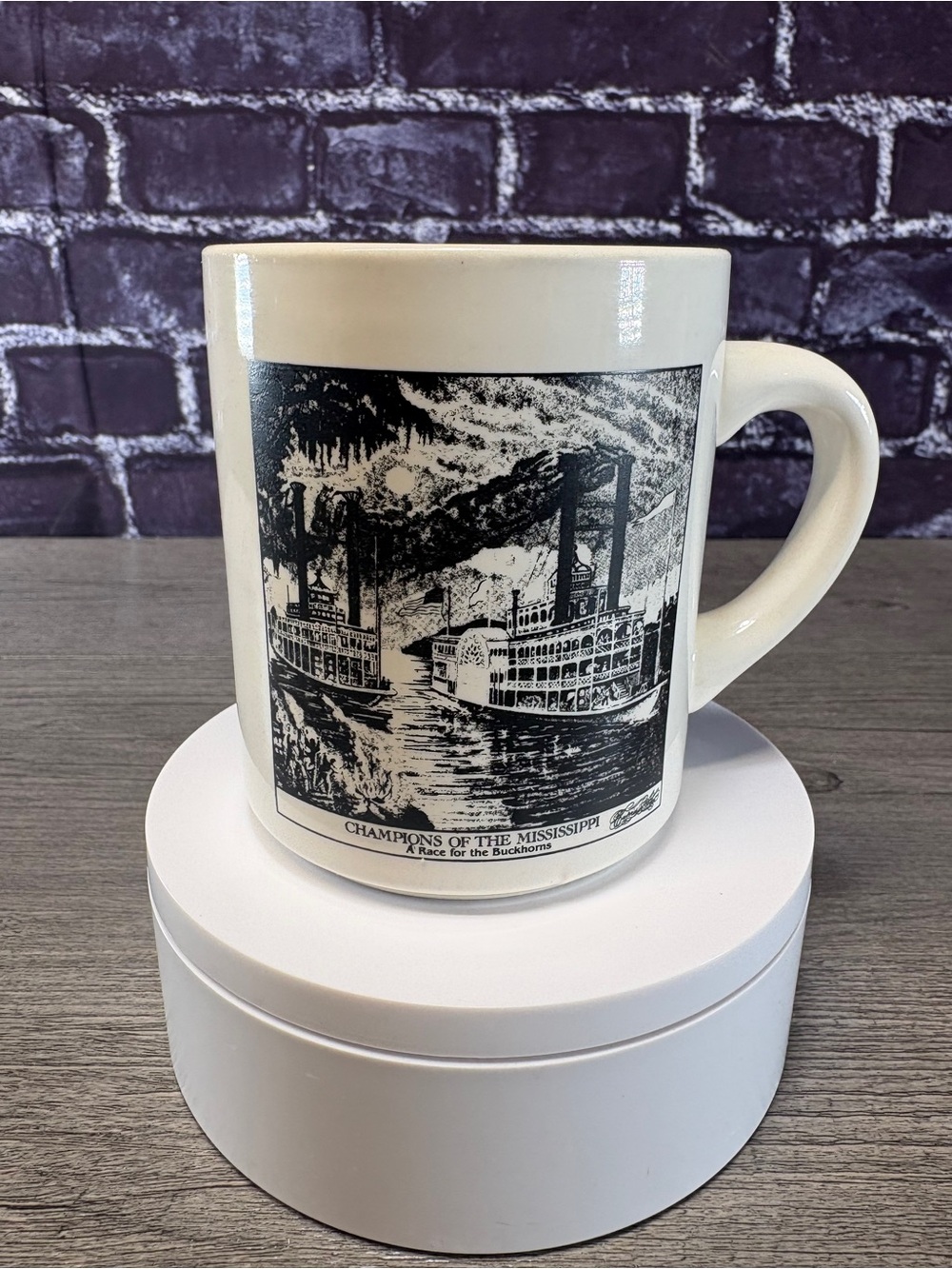 Vintage Currier and Ives Champions of the Mississippi Ceramic Coffee Mug